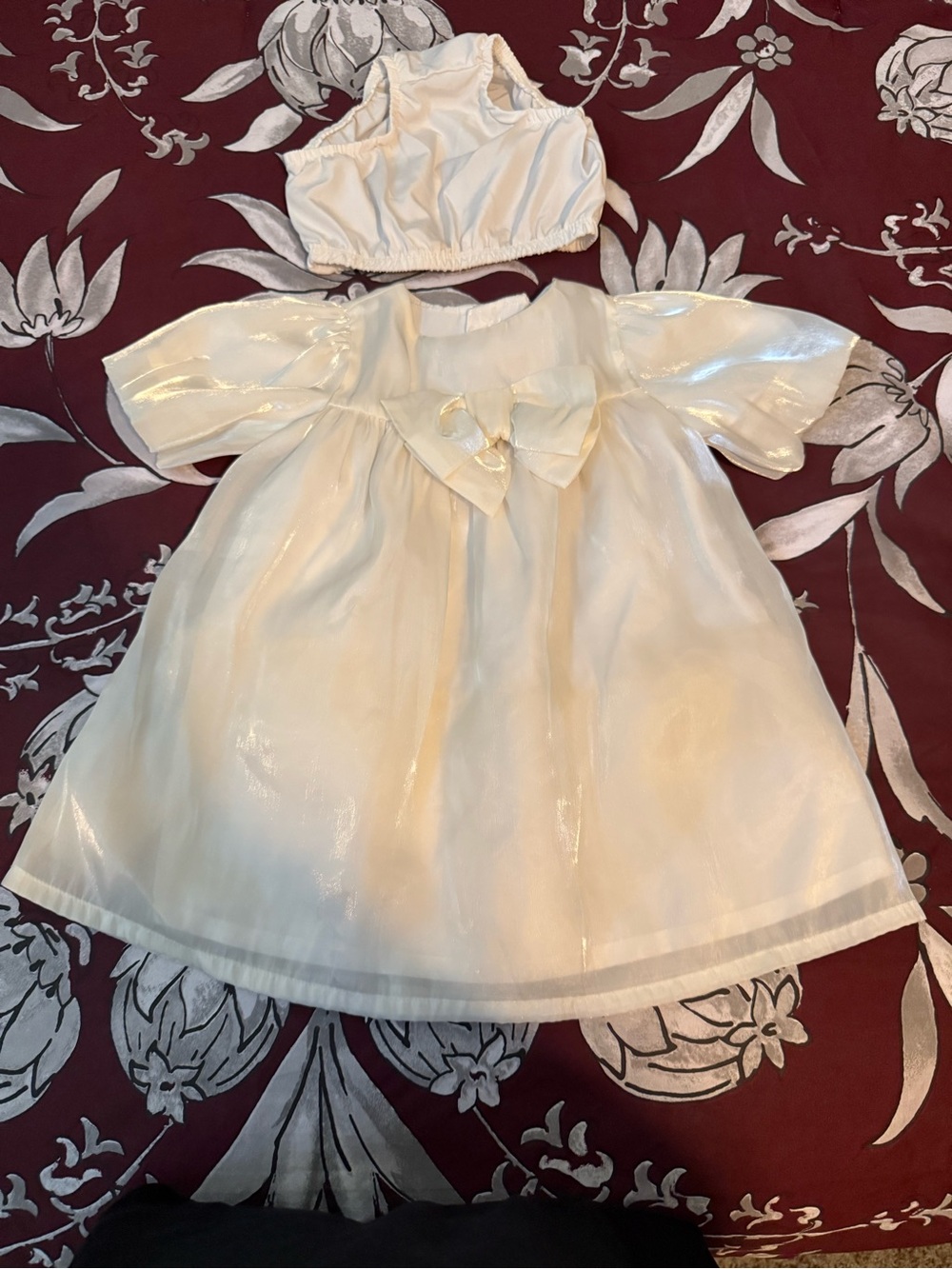 Carter's Ivory Satin Dress with Bow